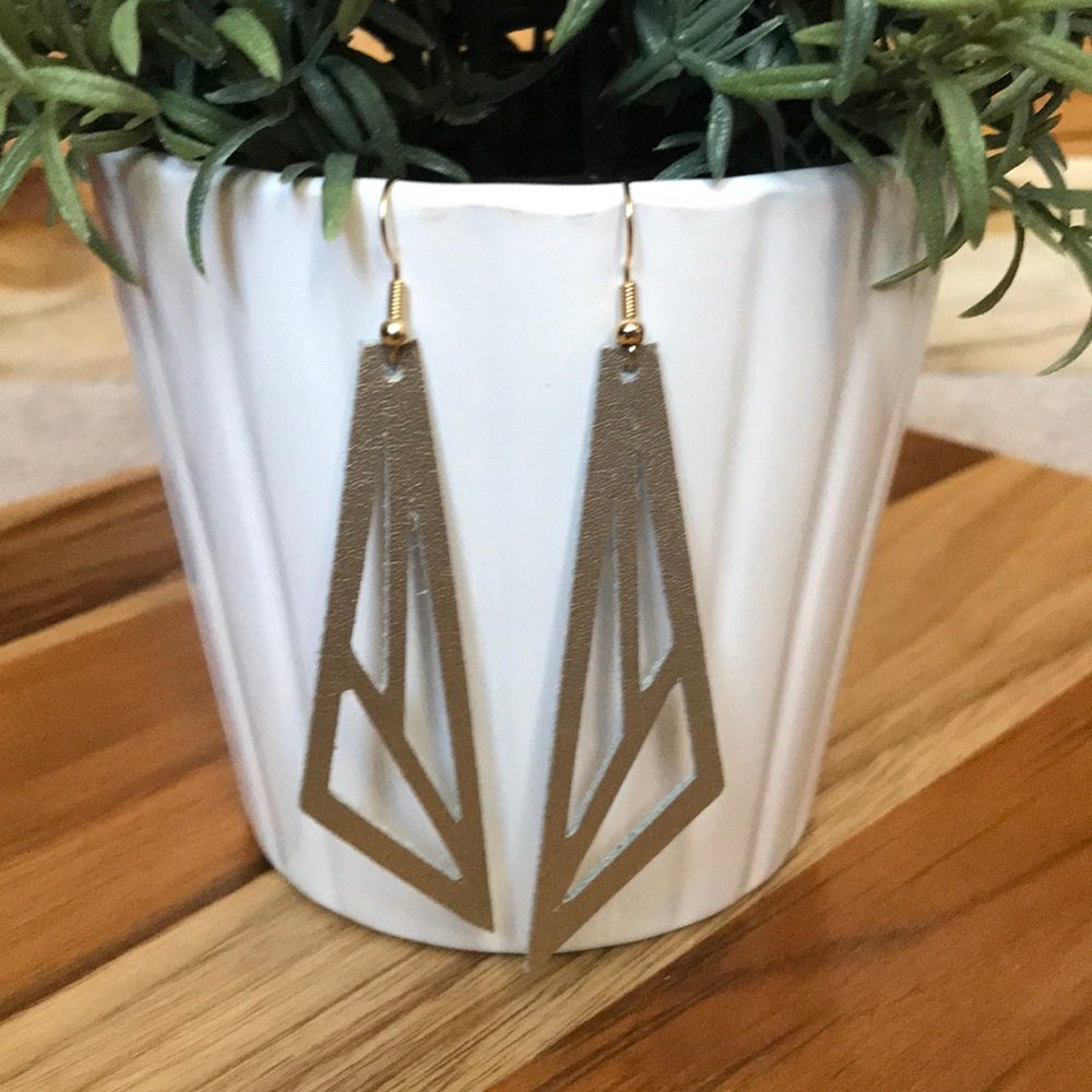 Gold Handmade Leather Earrings